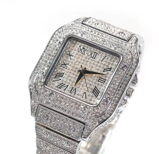 Iced Studded Square Watch – Gold or Silver CZ Fashion Timepiece | NY‑ICE
