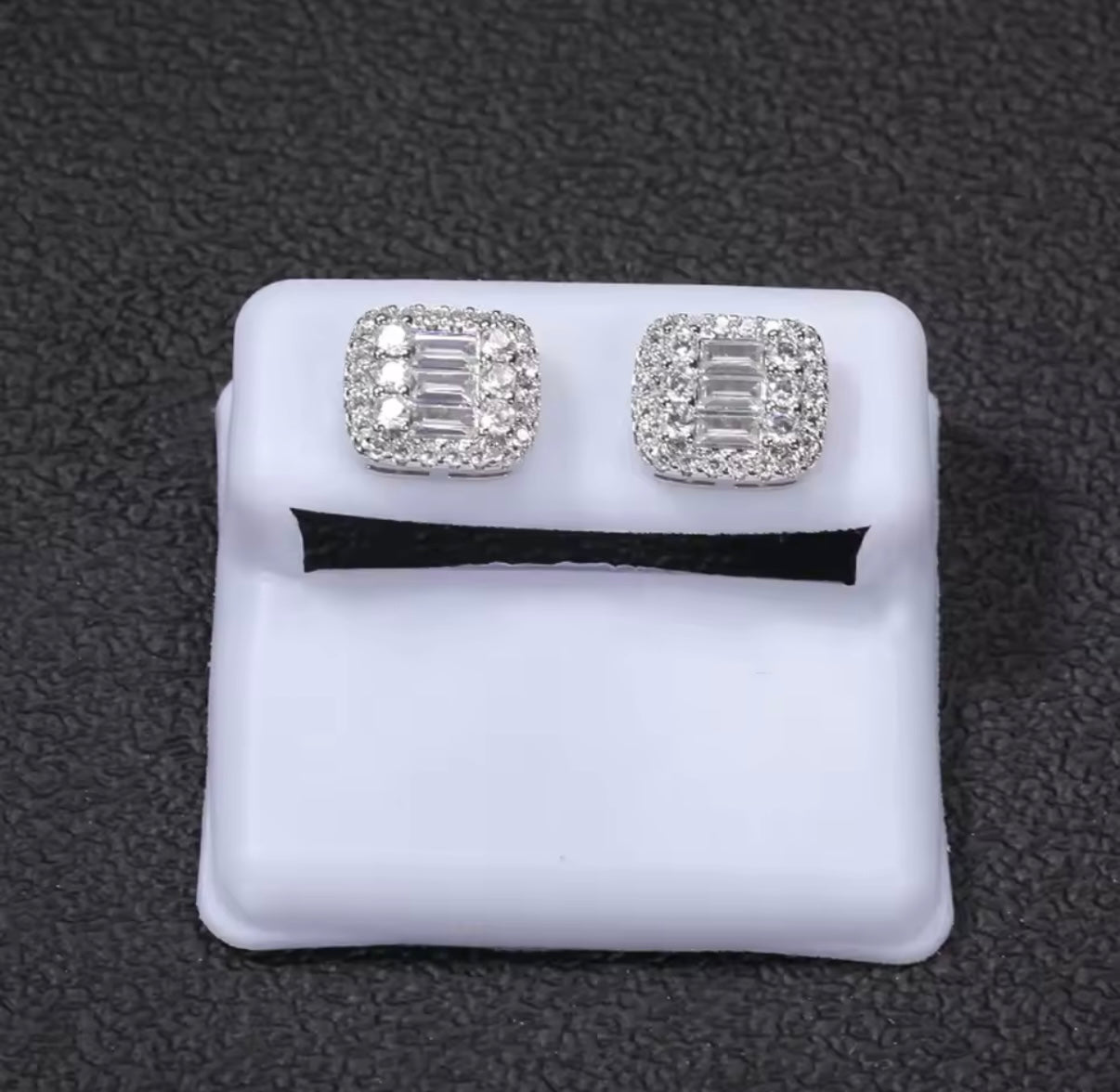 Iced Baguette Earrings – Gold or Silver Square CZ Studs | NY-ICE
