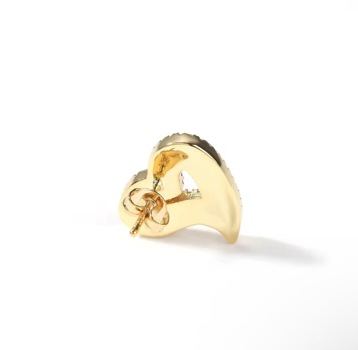 Icy Heart Stud Earrings – Gold or Silver CZ Bling Jewelry for Women | NY-ICE