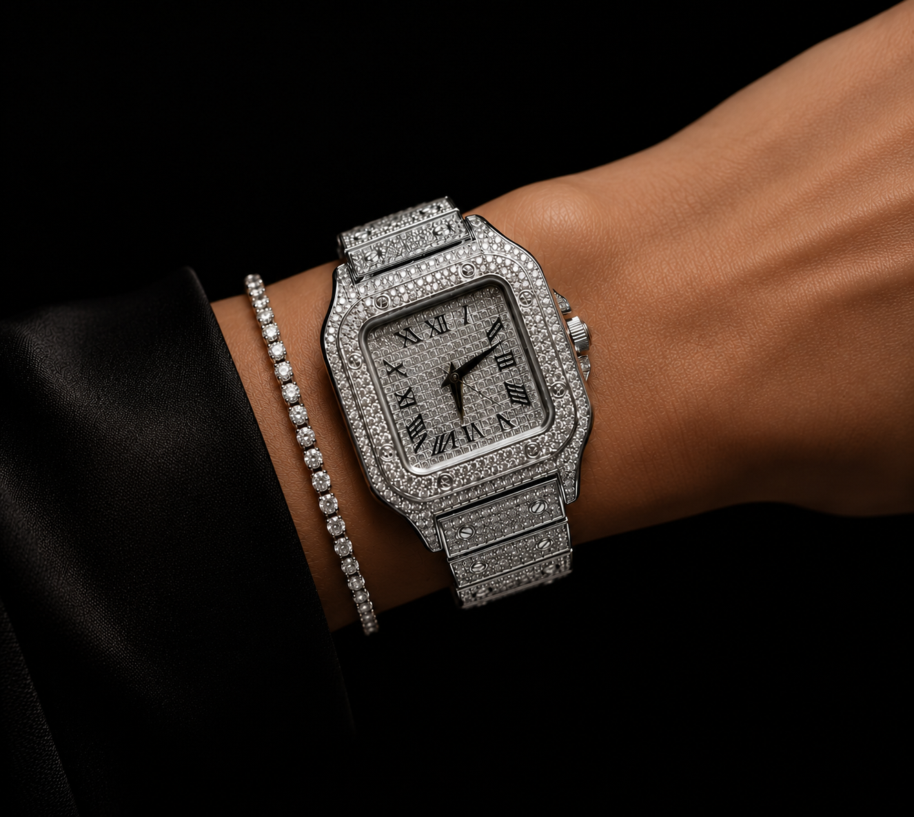 Iced Studded Square Watch – Gold or Silver CZ Fashion Timepiece | NY‑ICE