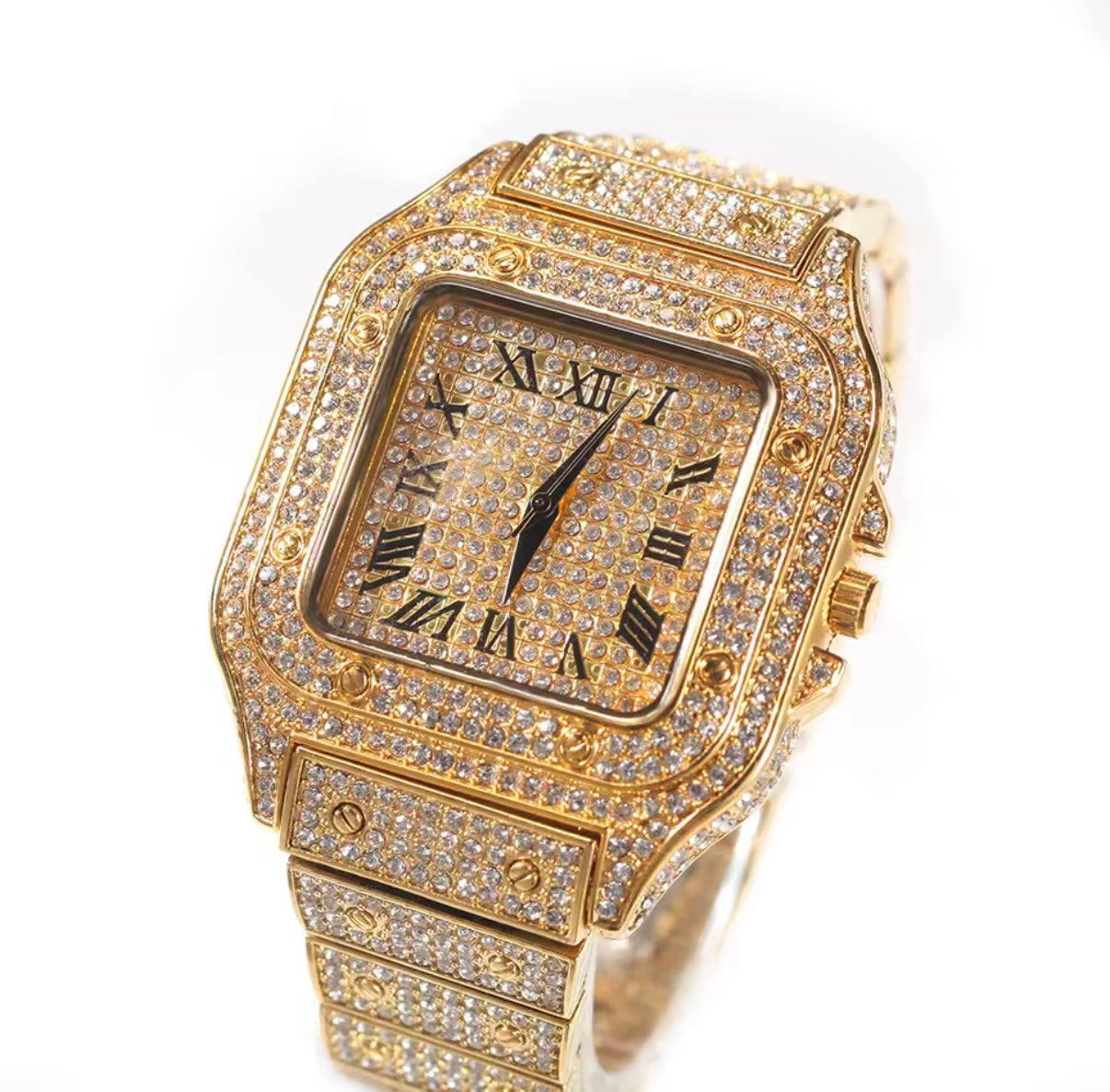 Iced Studded Square Watch – Gold or Silver CZ Fashion Timepiece | NY‑ICE