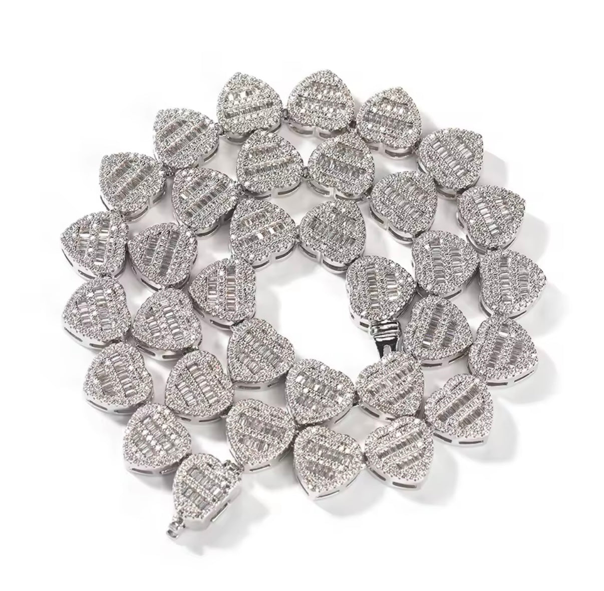 12mm Iced Heart Pendant Necklace – Gold or Silver Cuban Link | NY-ICE