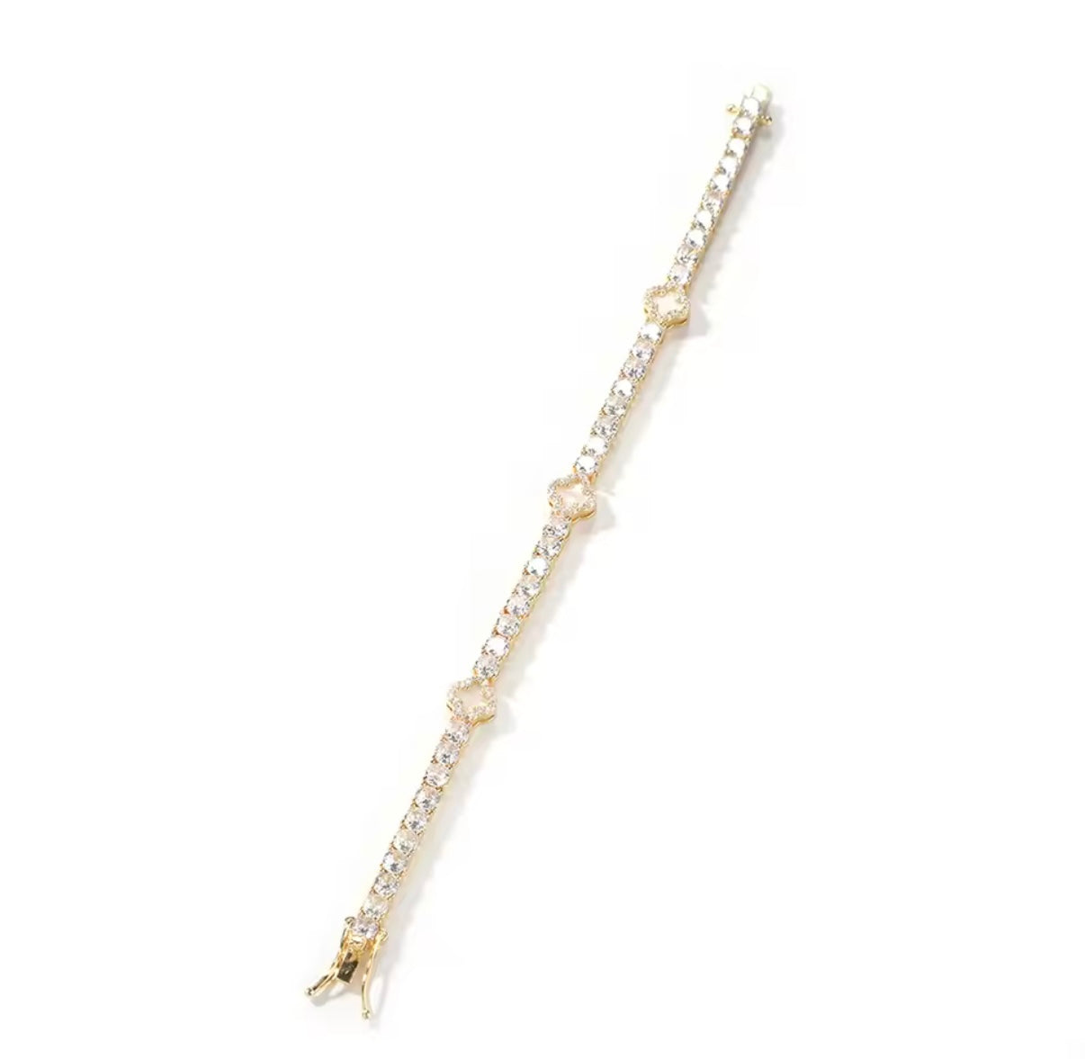 Iced Clover Bracelet – Gold or Silver Four-Leaf Charm Jewelry | NY-ICE