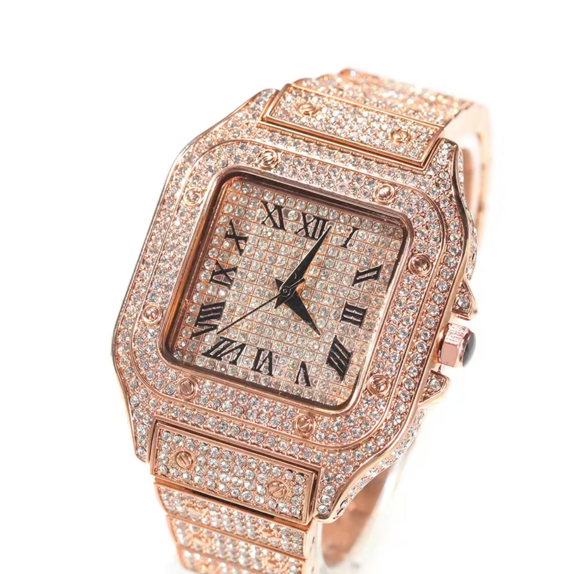 Iced Studded Square Watch – Gold or Silver CZ Fashion Timepiece | NY‑ICE