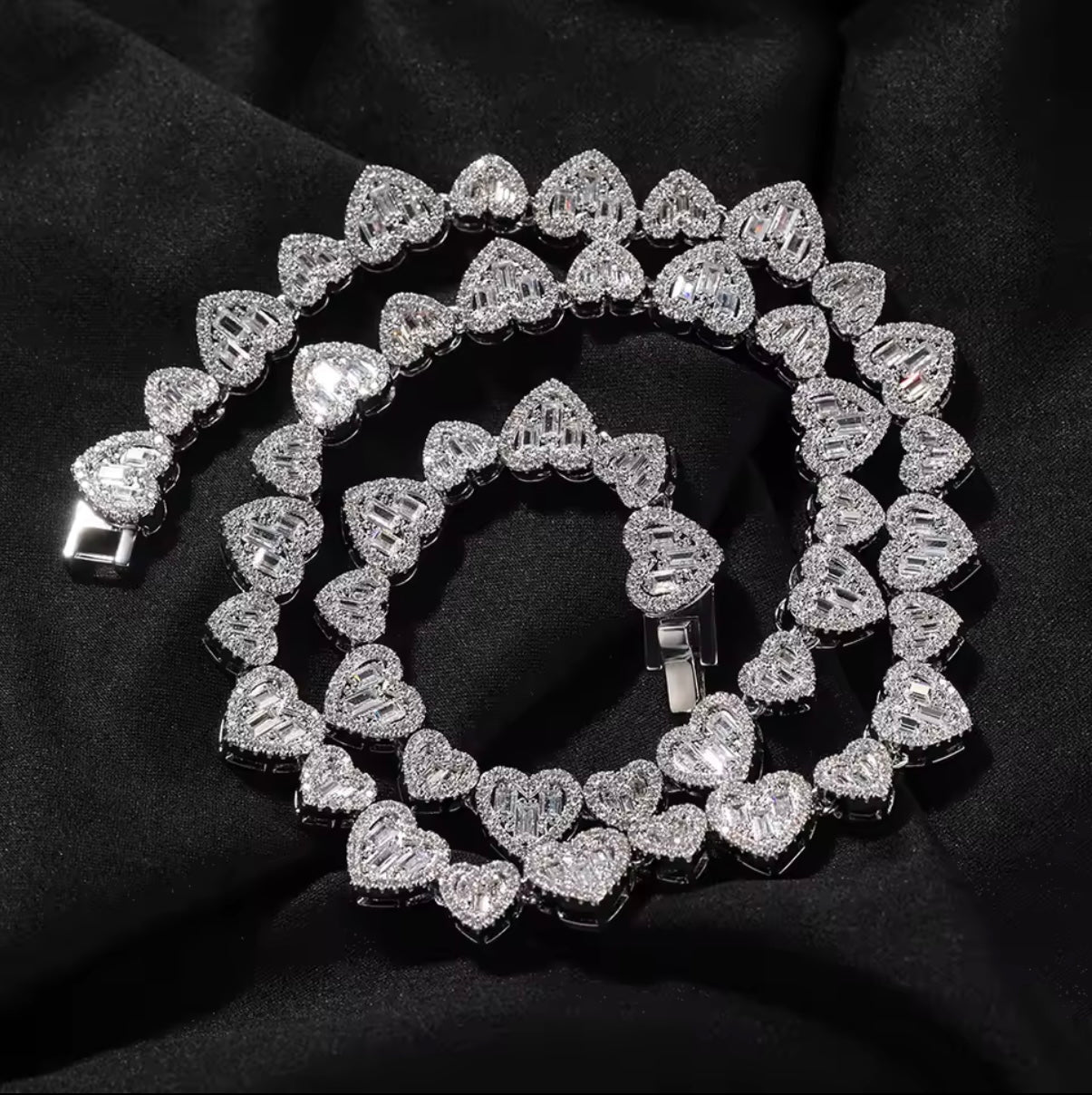 12mm Iced Heart Pendant Necklace – Gold or Silver Cuban Link | NY-ICE