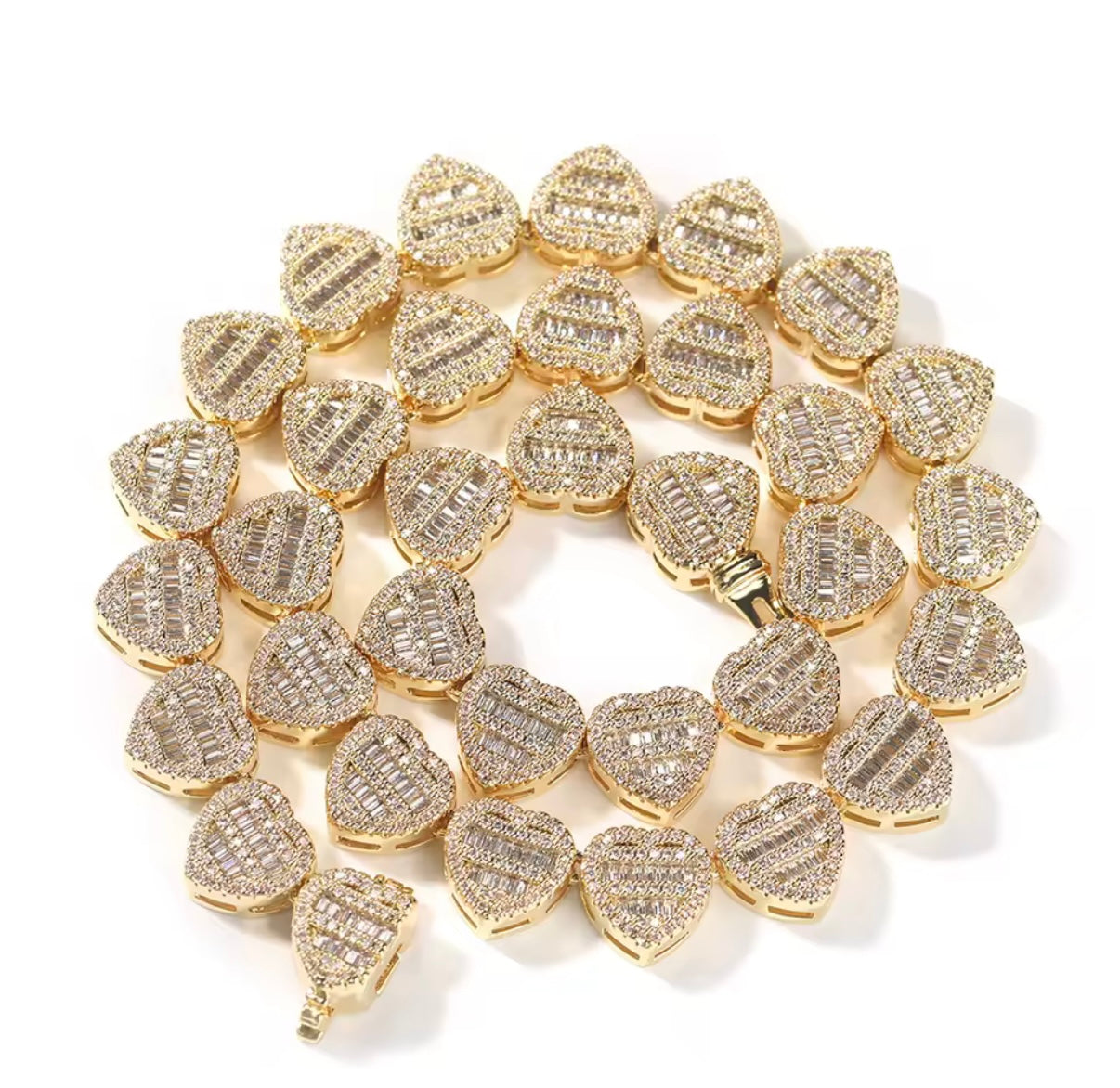 12mm Iced Heart Pendant Necklace – Gold or Silver Cuban Link | NY-ICE