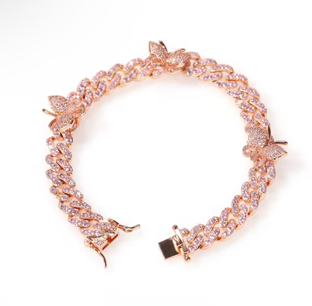 9mm Iced Butterfly Ankle Bracelet – Gold or Silver | NY-ICE