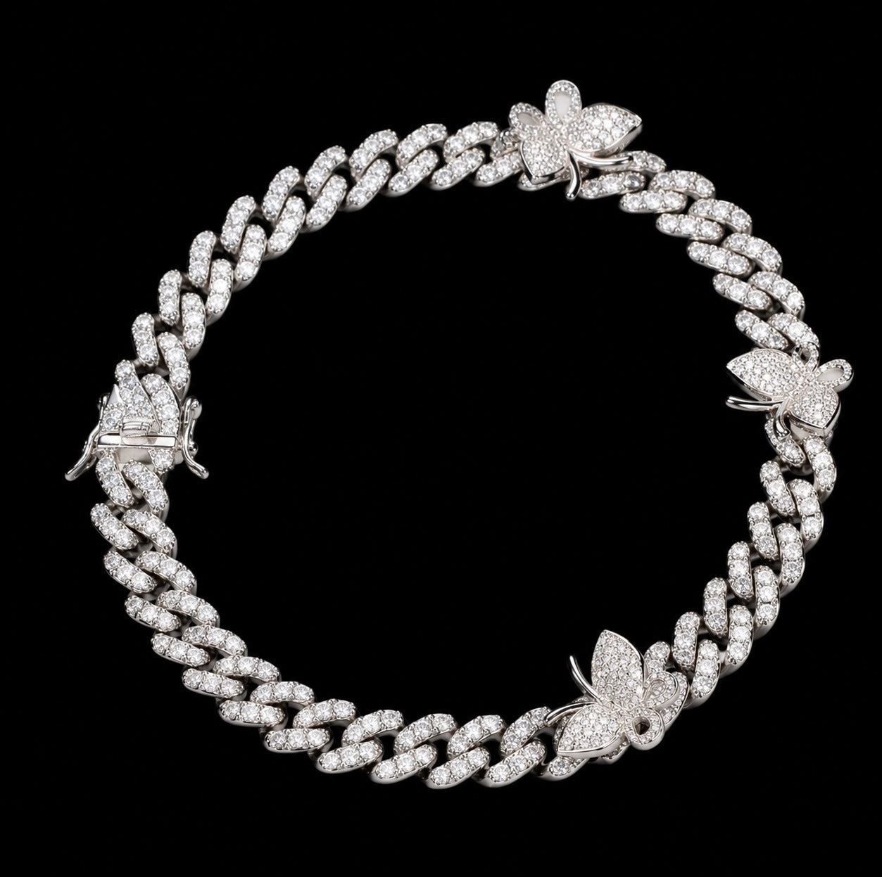 9mm Iced Butterfly Ankle Bracelet – Gold or Silver | NY-ICE