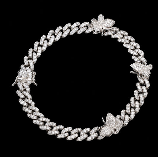 9mm Iced Butterfly Ankle Bracelet – Gold or Silver | NY-ICE