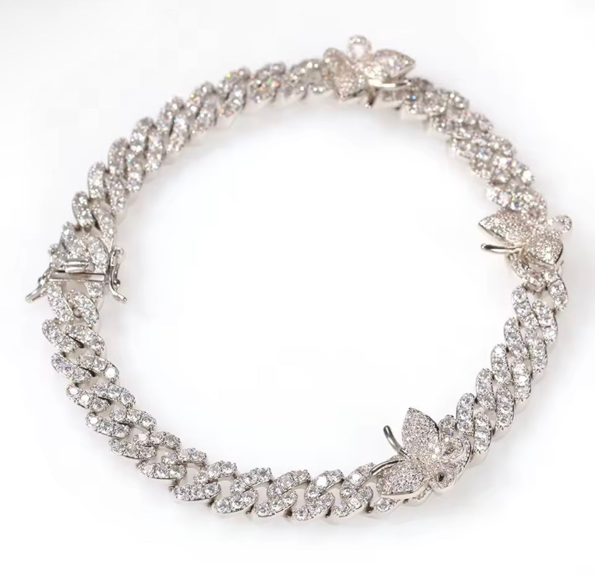 9mm Iced Butterfly Ankle Bracelet – Gold or Silver | NY-ICE