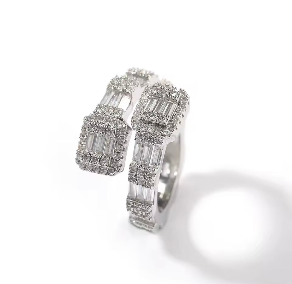 Sparkling Iced Out Baguette Ring
