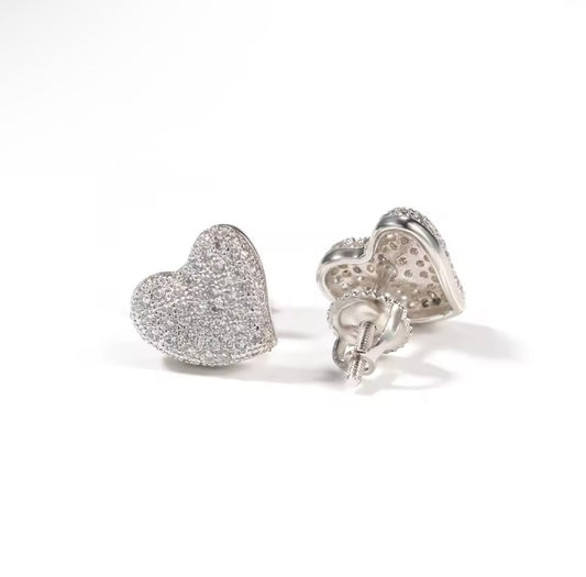 Iced Heart Cluster Earrings