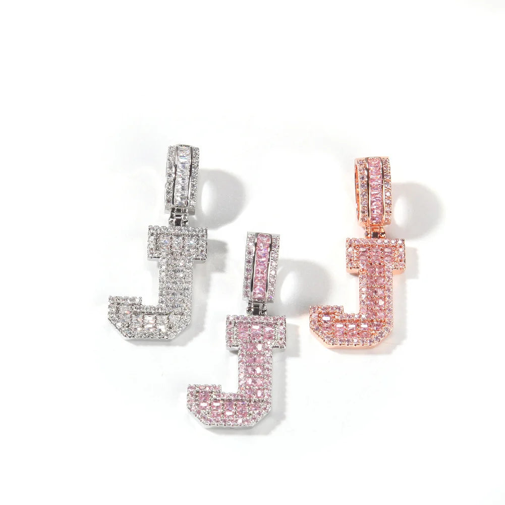 Iced Out Initial Letter Necklace for Women – Gold Plated CZ Diamond Pendant Chain