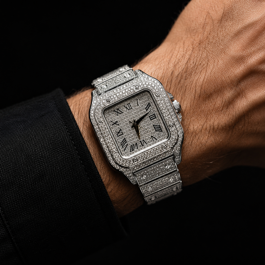 Iced Studded Square Watch – Gold or Silver CZ Fashion Timepiece | NY‑ICE