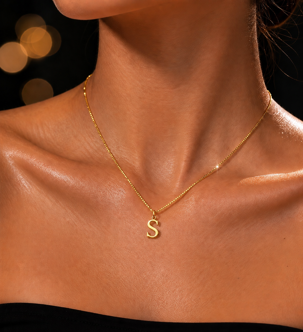 Dainty Gold Initial Letter Necklace for Women