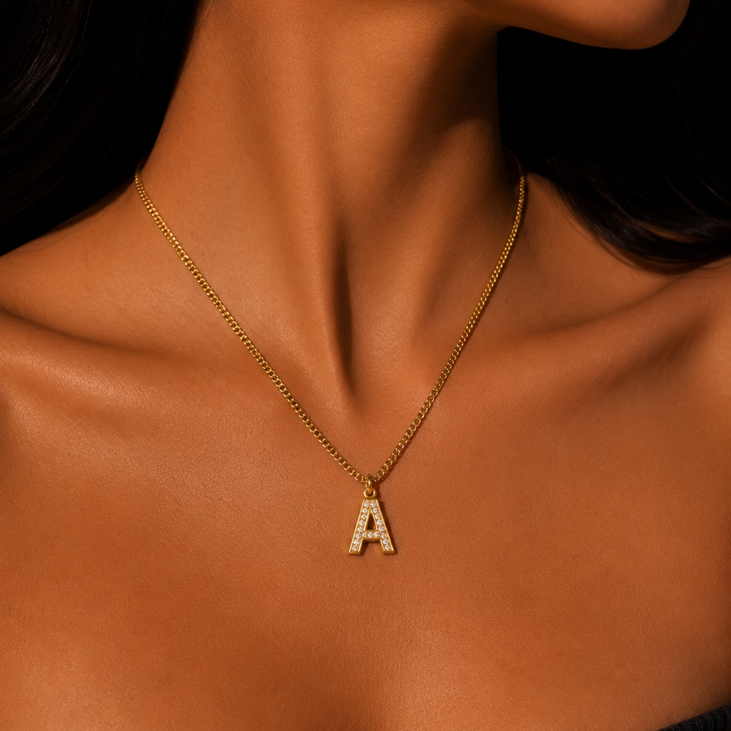 Signature Gold Initial Necklace – Personalized A-Z Letter Pendant