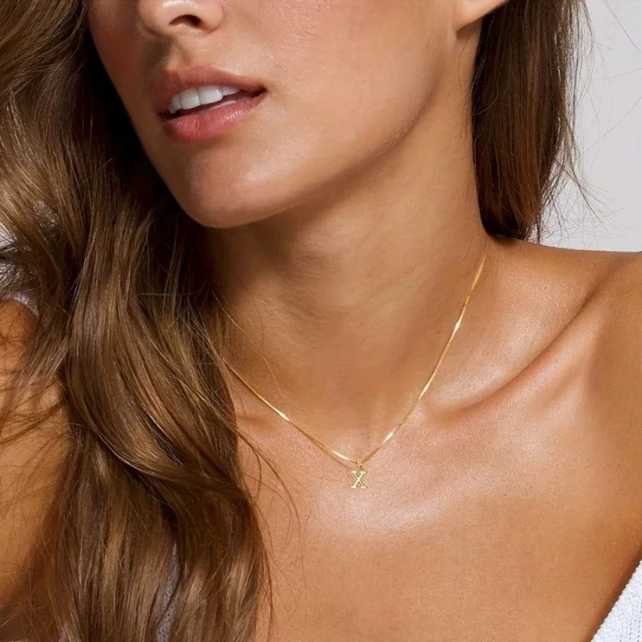 Dainty Gold Initial Letter Necklace for Women