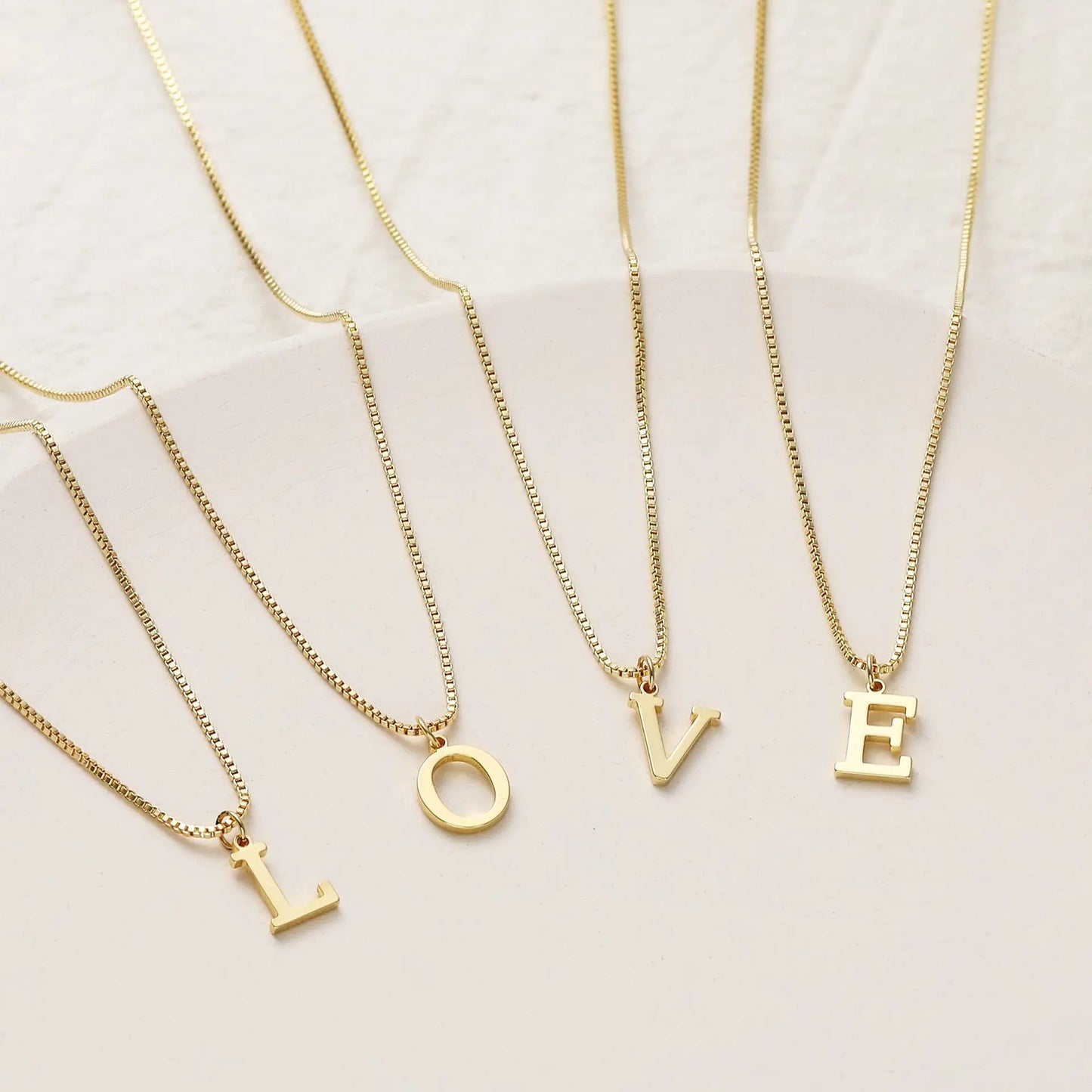 Dainty Gold Initial Letter Necklace for Women