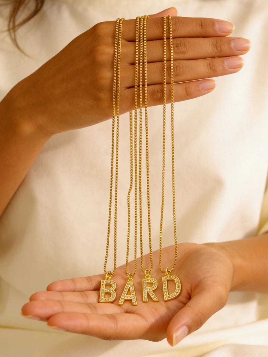 Signature Gold Initial Necklace – Personalized A-Z Letter Pendant