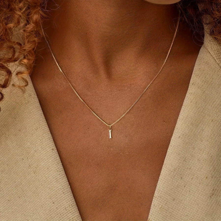 Dainty Gold Initial Letter Necklace for Women