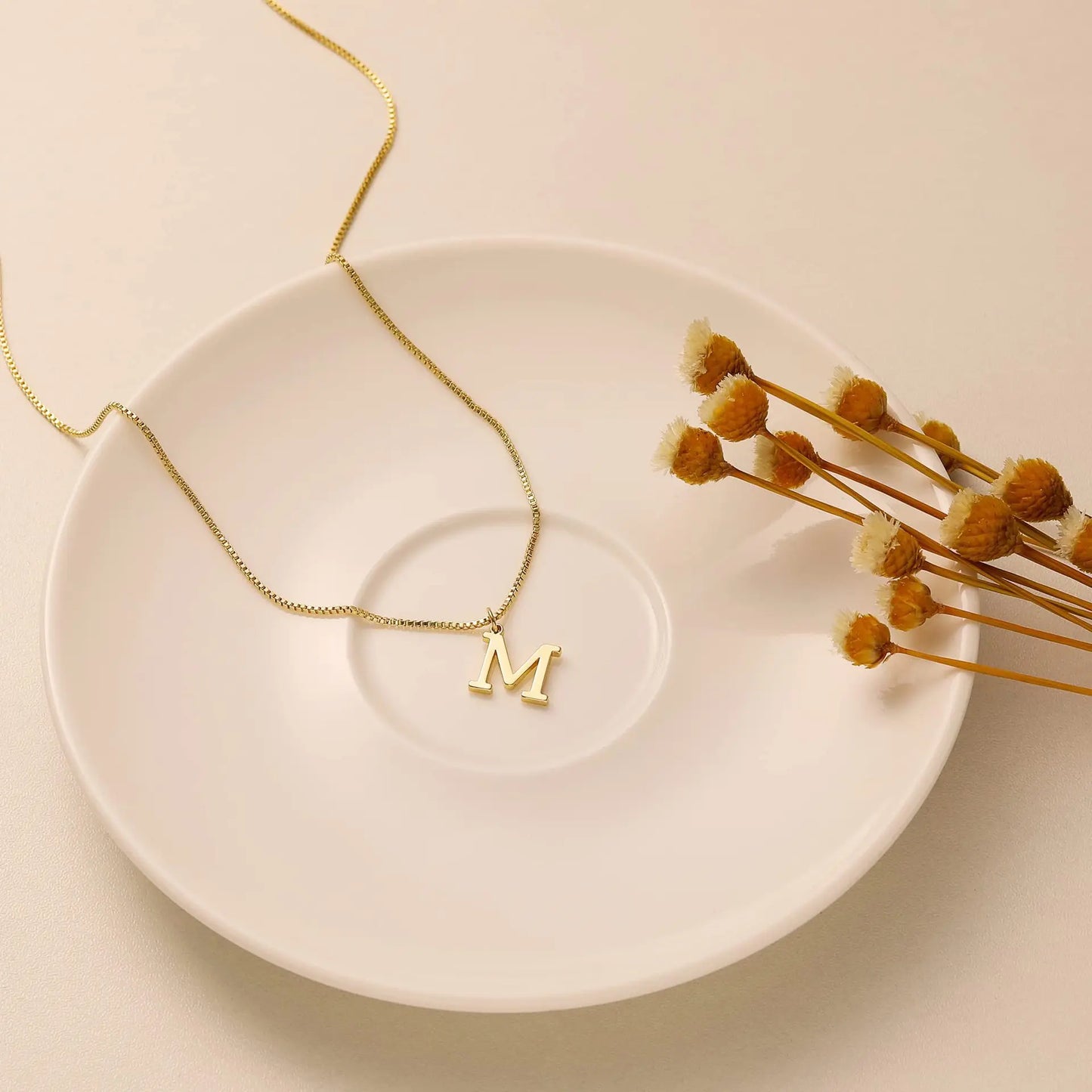 Dainty Gold Initial Letter Necklace for Women