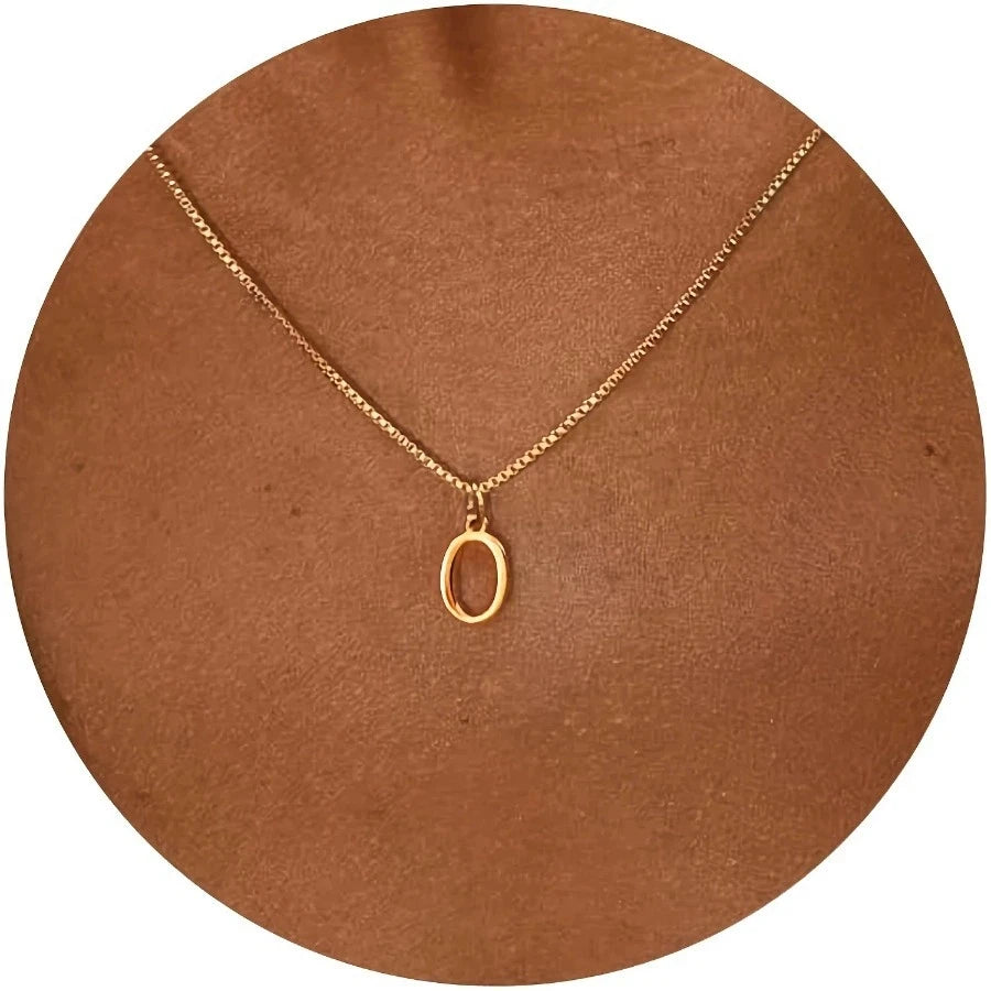 Dainty Gold Initial Letter Necklace for Women