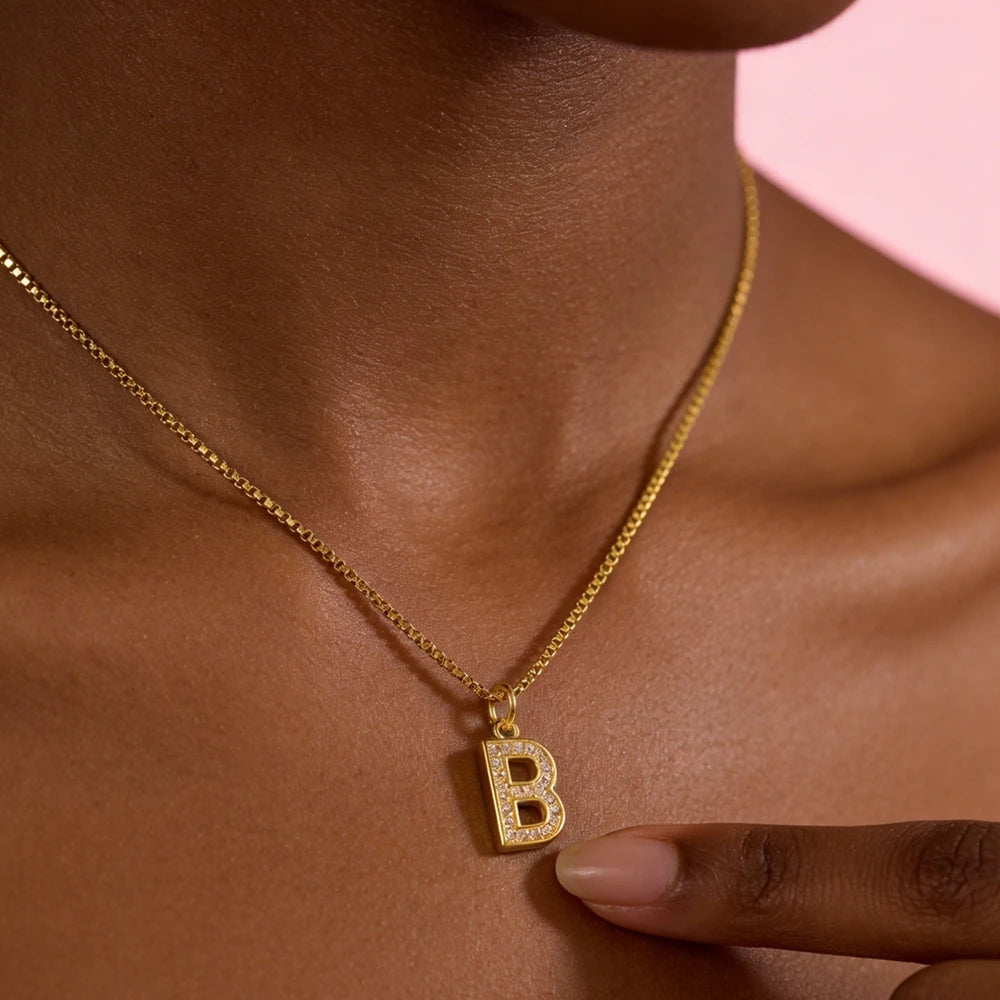Signature Gold Initial Necklace – Personalized A-Z Letter Pendant
