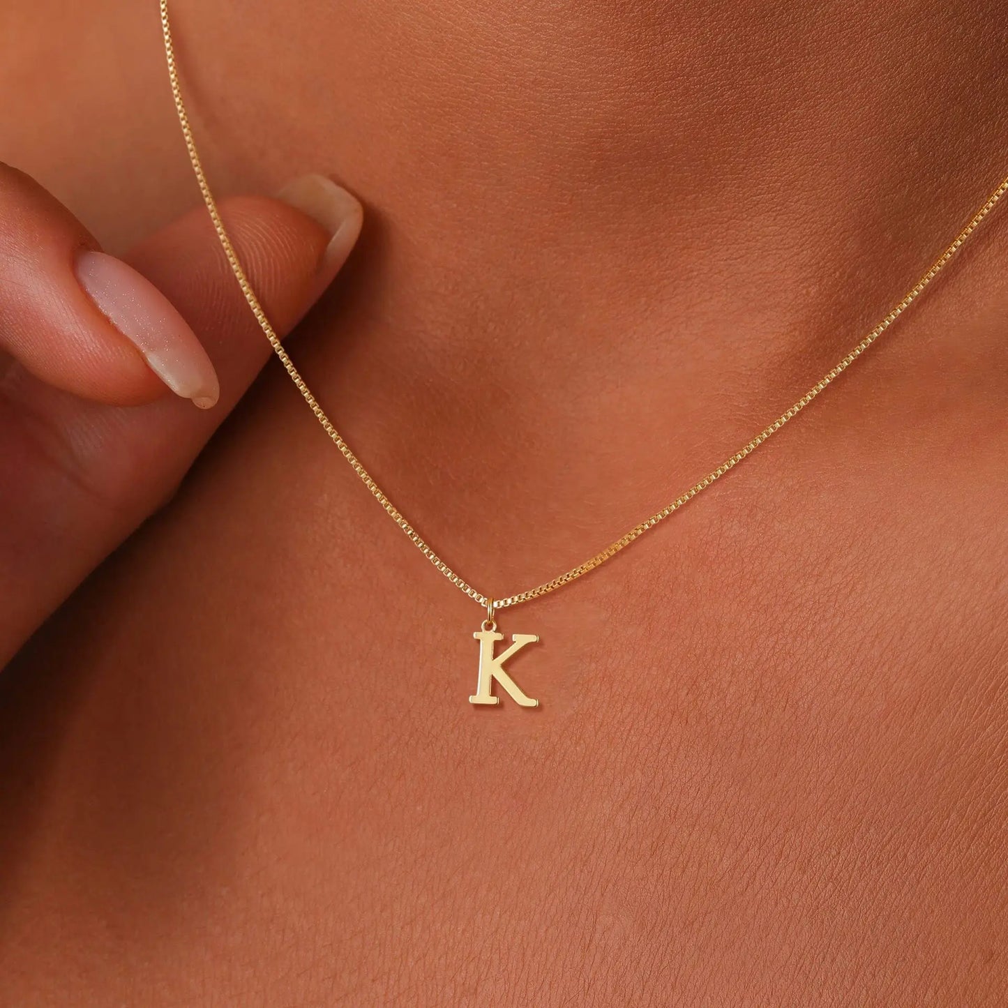 Dainty Gold Initial Letter Necklace for Women