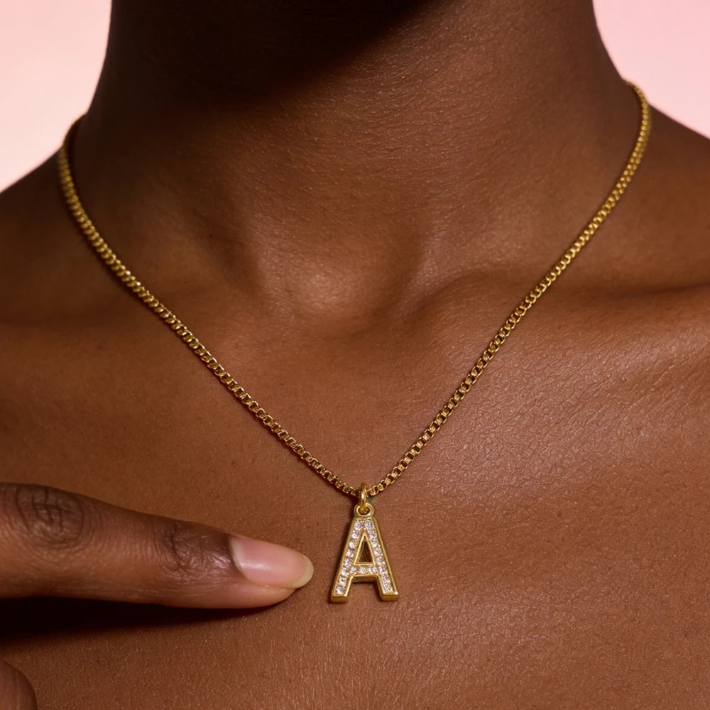 Signature Gold Initial Necklace – Personalized A-Z Letter Pendant