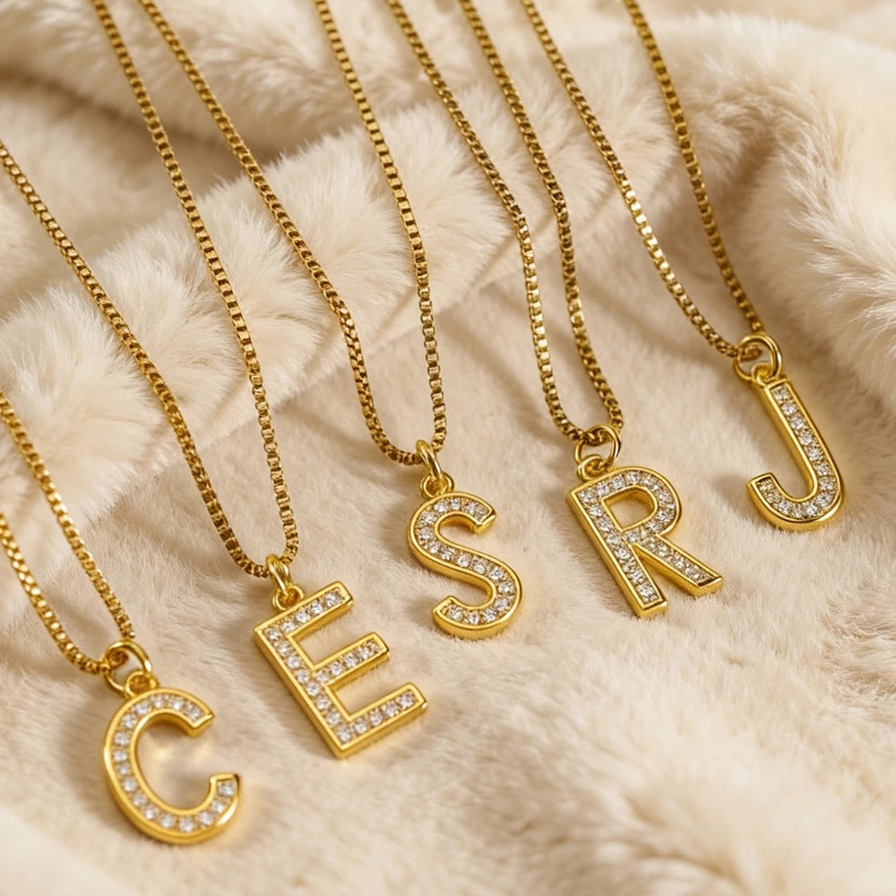 Signature Gold Initial Necklace – Personalized A-Z Letter Pendant