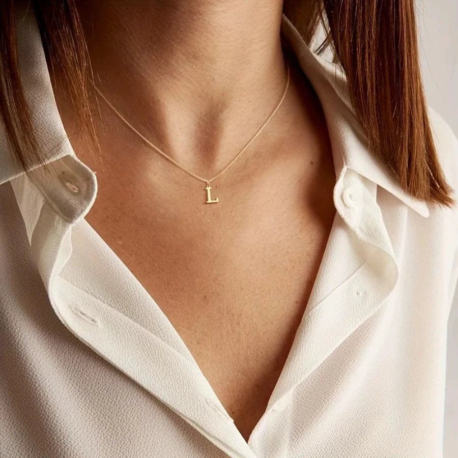 Dainty Gold Initial Letter Necklace for Women